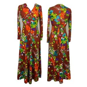 True Vintage Gina Rinaldi Floral Dress True Vintage Long Length 1960s 1970s